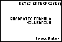 Reyes Enterprises Quadratic Formula Millennium 1998-2000 Reyes Enterprises